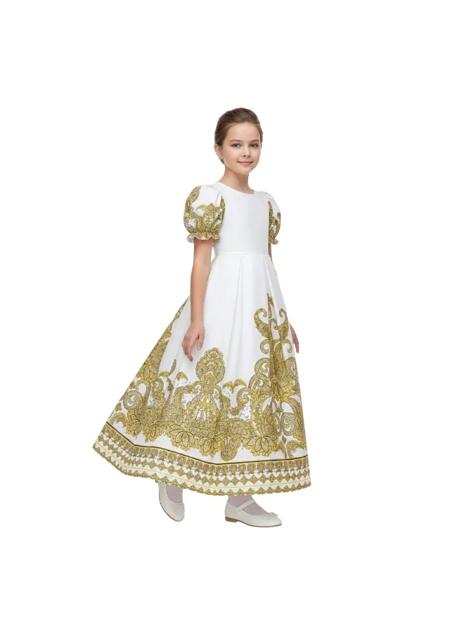D'Daniela D'Daniela Majestic Gold Abaya Dress - White